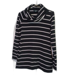 Lauren Ralph Lauren Womens S Small Black Stripe Turtleneck Tunic Pockets